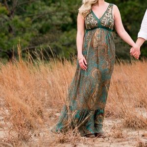 Anthropologie Beaded Ranna Gill Maxi Dress